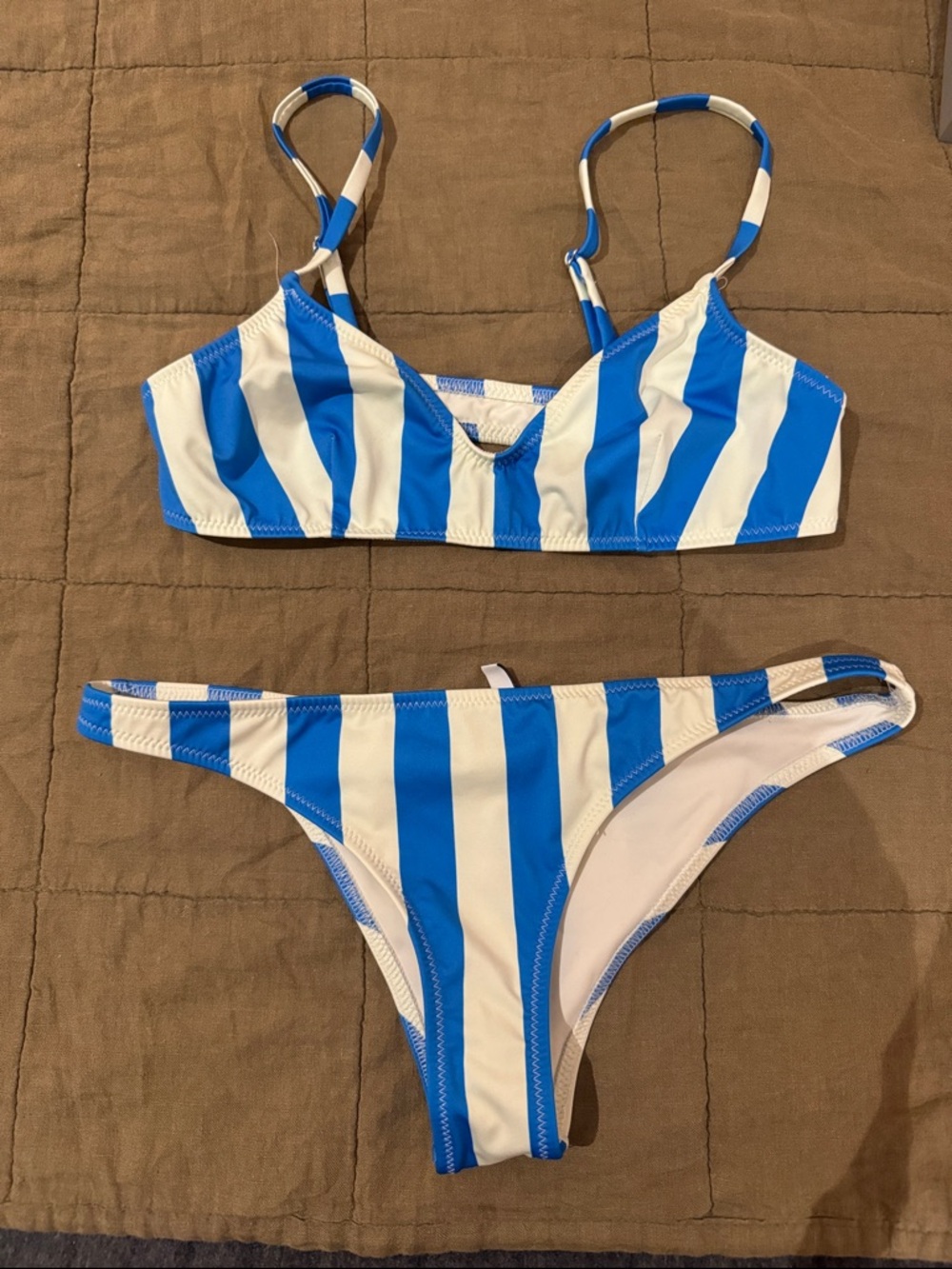 Solid & Striped Blue and White Striped Bikini Set